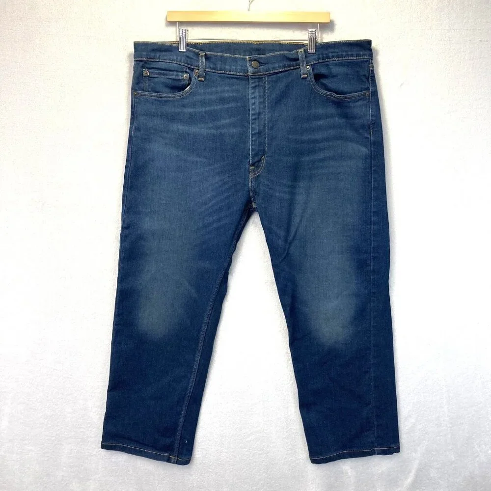 Levis 505 Jeans Mens 40x27 Blue Stretch Denim Straight Leg Regular Fit Waterless